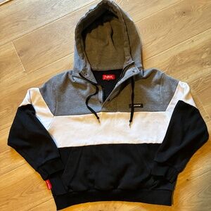 Supreme Quarter Zip Pullover Hoodie Black White Grey Men's L Embroidered Men's